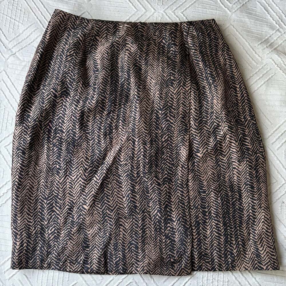 Valerie Stevens Vintage Pure Silk Chevron Print Skirt Size 8